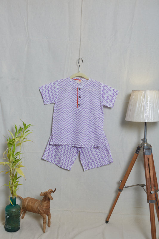 Zigzag Dreams Shorts Set in Lavendar